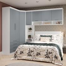 Quarto De Canto Queen Com Guarda Roupas Cabeceira Alpes Luci Branco Pf-grey Sky Pf