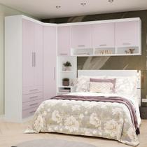 Quarto De Canto Queen Com Guarda Roupas Cabeceira Alpes Luci Branco Pf-rosa Pf
