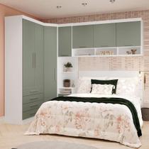 Quarto De Canto Queen Com Guarda Roupas Cabeceira Alpes Luci Branco Pf-verde Pf