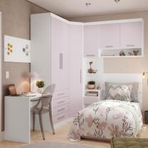 Quarto de Canto Solteiro com Guarda Roupas Cabeceira e Escrivaninha Alpes Luciane Móveis Quarto de Canto Solteiro com Guarda Roupas Cabeceira e Escrivaninha Alpes Luciane Móveis