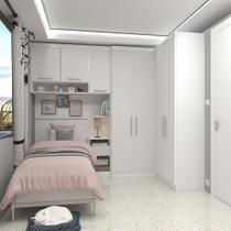 Quarto de Canto Solteiro com Guarda Roupas Cabeceira e Mesa de Cabeceira Alpes Luciane Móveis Quarto de Canto Solteiro com Guarda Roupas Cabeceira e Mesa de Cabeceira Alpes Luciane Móveis