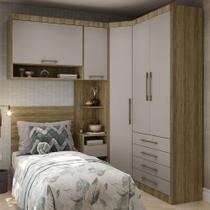 Quarto de Canto Solteiro com Guarda Roupas Cabeceira Paris Luciane Móveis Quarto de Canto Solteiro com Guarda Roupas Cabeceira Paris Luciane Móveis