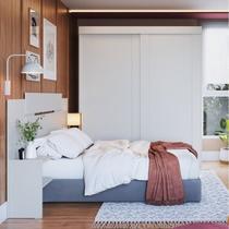 Quarto de Casal 2 Peças Guarda Roupa 2 Portas com Cabeceira Extensível Renata Espresso Móveis Branco Quarto de Casal 2 Peças Guarda Roupa 2 Portas com Cabeceira Extensível Renata Espresso Móveis Branco