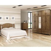 Quarto de Casal Berlim: Guarda-Roupa 10 Portas c/ Espelho Cama Cômoda 4 Gavetas Madeira Pinus Imbuia - Cavazotto Quarto de Casal Berlim: Guarda-Roupa 10 Portas c/ Espelho Cama Cômoda 4 Gavetas Madeira Pinus Imbuia - Cavazotto