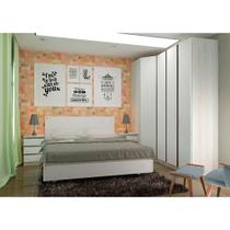Quarto de Casal com Guarda Roupa, Cabeceira e Mesa de Cabeceira Prime Luciane Móveis