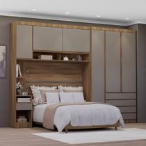 Quarto de Casal Com Guarda Roupa e Mesa de Cabeceira 311cm Veneza Luciane Móveis