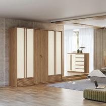 Quarto de Casal com Guarda-Roupas Democrata 6 Portas e Cômoda Málaga Santos Andirá Quarto de Casal com Guarda-Roupas Democrata 6 Portas e Cômoda Málaga Santos Andirá