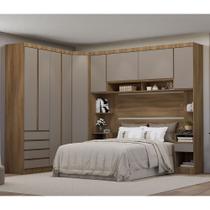Quarto de Casal Com Guarda Roupas e Mesas de Cabeceira 495cm Veneza Luciane Móveis Quarto de Casal Com Guarda Roupas e Mesas de Cabeceira 495cm Veneza Luciane Móveis