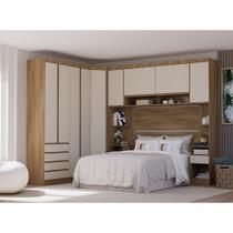 Quarto de Casal Com Guarda Roupas e Mesas de Cabeceira 495cm Veneza Luciane Móveis