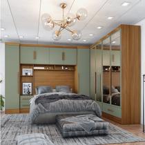 Quarto de Casal Completo 5 Peças 6 Portas 4 Gavetas com Maleiro e Espelhos Smart Plus Espresso Móvei