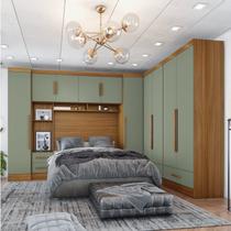 Quarto de Casal Completo 5 Peças 6 Portas 4 Gavetas com Maleiro Smart Plus