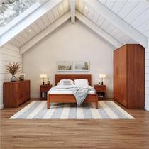 Quarto de Casal Completo com Guarda Roupa, Cômoda, Cama e 2 Mesas de Cabeceira Madma