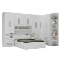 Quarto de Casal de Canto e com Cama Baú Queen-Size 1344 Branco Quarto de Casal de Canto e com Cama Baú Queen-Size 1344 Branco