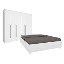 Quarto de Casal Guarda-roupa 6 Portas Portugal e Cama Box Casal Queen Monaco Espresso Móveis