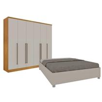 Quarto de Casal Guarda-roupa 6 Portas Portugal e Cama Box Casal Queen Monaco Espresso Móveis