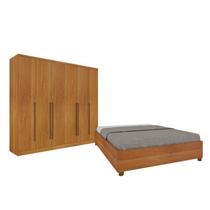 Quarto de Casal Guarda-roupa 6 Portas Portugal e Cama Box Casal Queen Monaco Espresso Móveis