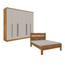 Quarto de Casal Guarda-roupa 6 Portas Portugal e Cama Casal Safira Espresso Móveis