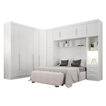 Quarto de Casal Modulado 11 Portas Orion Branco - Leifer Móveis Quarto de Casal Modulado 11 Portas Orion Branco - Leifer Móveis