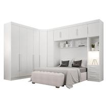 Quarto de Casal Modulado 11 Portas Orion Branco - Leifer Móveis Quarto de Casal Modulado 11 Portas Orion Branco - Leifer Móveis