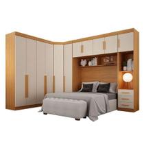 Quarto De Casal Modulado 11 Portas Orion Cinamomo Off White - Leifer Móveis