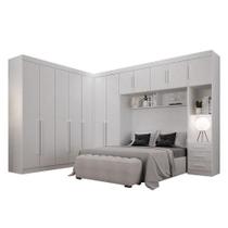 Quarto De Casal Modulado 12 Portas Orion Branco Leifer Móveis