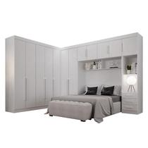 Quarto de Casal Modulado 12 Portas Orion Branco Leifer Móveis