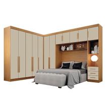 Quarto De Casal Modulado 12 Portas Orion Cinamomo Off White - Leifer Móveis