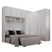Quarto de Casal Modulado 9 Portas Orion Branco Leifer Móveis