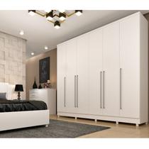 Quarto de Casal Roupeiro 6 Portas Portugal com Pés, Cama Casal Queen, Cabeceira e Cômoda 5 Gavetas