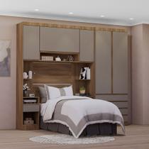 Quarto de Solteiro Com Guarda Roupa e Mesas de Cabeceira 263cm Veneza Luciane Móveis