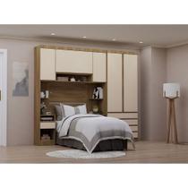 Quarto de Solteiro Com Guarda Roupa e Mesas de Cabeceira 263cm Veneza Luciane Móveis Quarto de Solteiro Com Guarda Roupa e Mesas de Cabeceira 263cm Veneza Luciane Móveis