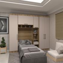 Quarto de Solteiro com Guarda Roupas e Mesa de Cabeceira Paris Luciane Móveis Quarto de Solteiro com Guarda Roupas e Mesa de Cabeceira Paris Luciane Móveis