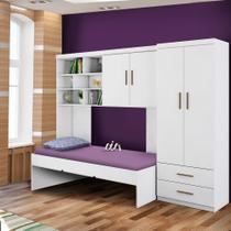 Quarto De Solteiro Completo Com Cama Branco Catarina Shop JM