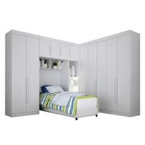 Quarto de Solteiro Modulado 11 Portas Orion Branco Leifer Móveis