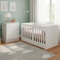 Quarto Do Bebê Caroline Berço Com Cômoda 4 Gavetas - Branco Branco Quarto Do Bebê Caroline Berço Com Cômoda 4 Gavetas - Branco Branco