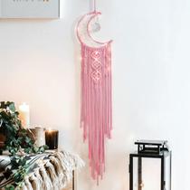 Quarto feminino Dream Catcher Macrame Moon Pink Boho Crescent