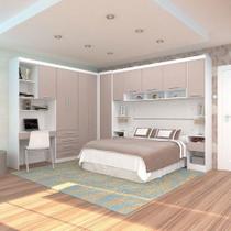 Quarto Home Office 6 Módulos E Cabeceira Alpes Luciane Móvei Branco Pf-cinammon Pf