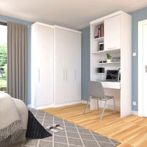 Quarto Home Office com Guarda Roupas e Bancada de Estudos Alpes Luciane Móveis Quarto Home Office com Guarda Roupas e Bancada de Estudos Alpes Luciane Móveis