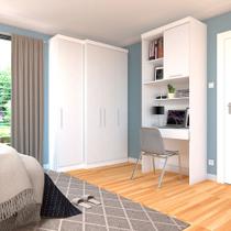 Quarto Home Office com Guarda Roupas e Bancada de Estudos Alpes Luciane Móveis
