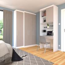 Quarto Home Office com Guarda Roupas e Bancada de Estudos Alpes Luciane Móveis