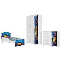 Quarto Infantil 3 Peças Com Mini Cama Carro Azul Z53 - Mpozenato Quarto Infantil 3 Peças Com Mini Cama Carro Azul Z53 - Mpozenato