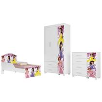 Quarto Infantil 3 Peças Com Mini Cama Princesa Rosa Z53 - Mpozenato