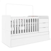 Quarto Infantil 4 Portas Americano Com Berço Multifuncional Cleo Branco Fosco Com Colchão Ortobom - Henn Quarto Infantil 4 Portas Americano Com Berço Multifuncional Cleo Branco Fosco Com Colchão Ortobom - Henn