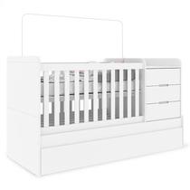 Quarto Infantil 4 Portas Americano com Berço Multifuncional Cleo Branco Fosco com Colchão Ortobom - Henn Quarto Infantil 4 Portas Americano com Berço Multifuncional Cleo Branco Fosco com Colchão Ortobom - Henn