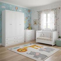 Quarto Infantil 4 Portas Americano com Berço Tutto New Ambiente Branco Fosco - Matic Quarto Infantil 4 Portas Americano com Berço Tutto New Ambiente Branco Fosco - Matic