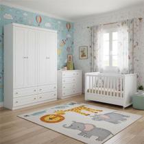 Quarto Infantil 4 Portas Americano Com Berço Tutto New Ambiente Branco Fosco - Matic