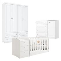 Quarto Infantil 4 Portas Mississipi E Berço Multifuncional Atlanta Branco Fosco - Reller Quarto Infantil 4 Portas Mississipi E Berço Multifuncional Atlanta Branco Fosco - Reller