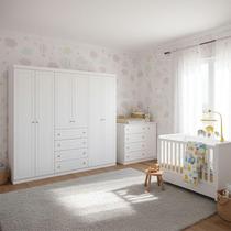 Quarto Infantil Americano 6 Portas Ambiente com Berço Tutto New Branco Fosco - Henn