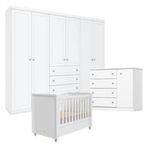 Quarto Infantil Americano 6 Portas com Berço Tutto New Branco Fosco - Henn