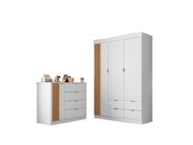 Quarto Infantil Bebê Ayla Cômoda E Guarda Roupa Branco Quarto Infantil Bebê Ayla Cômoda E Guarda Roupa Branco